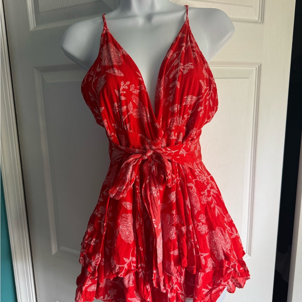 Princess Polly Red Floral Playsuit - Romper